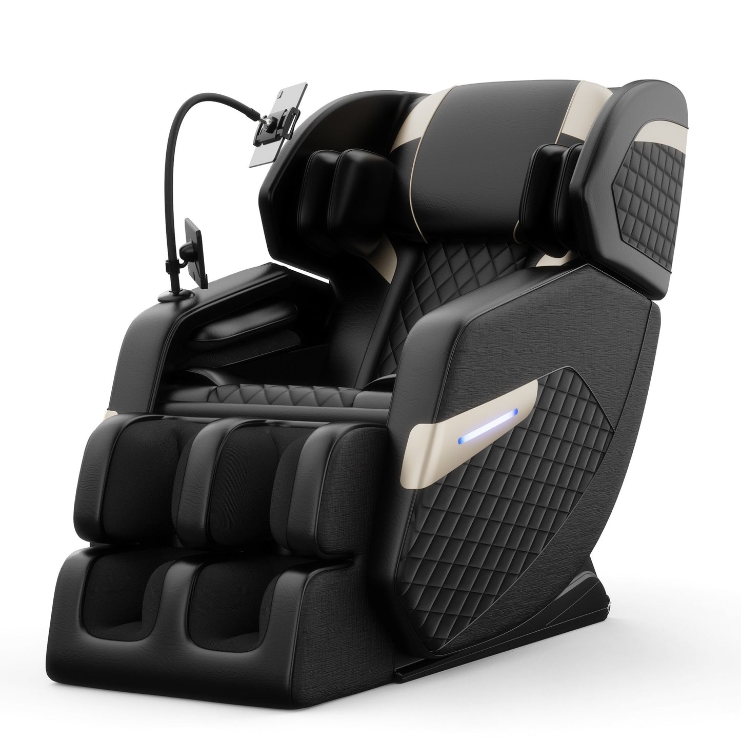 IMKHK Full Body Massage Chair, Zero Gravity Shiatsu Massage Recliner with Heat, Bluetooth, Retractable Footstool, Foot Roller, Portable Stand and Atmosphere Lights for Living Room Office, Black