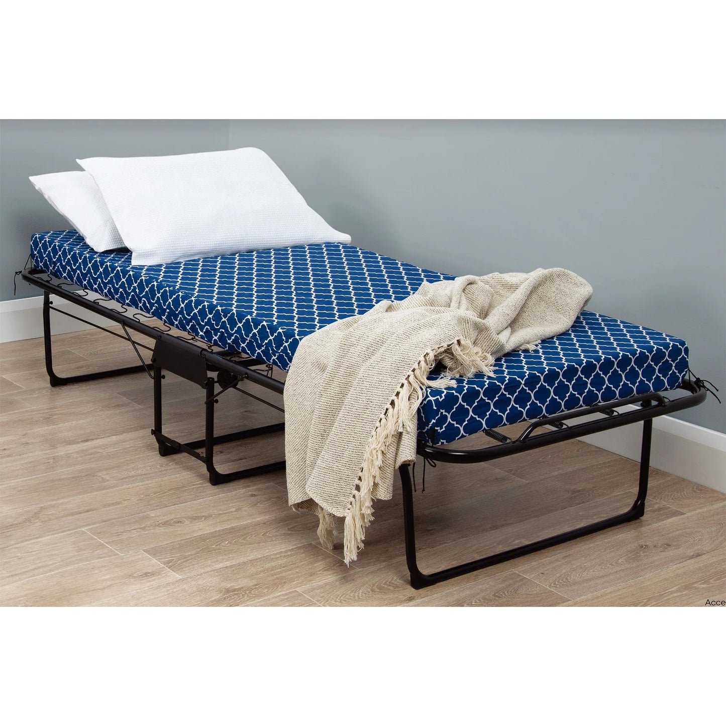 IMKHK 75x31 Folding Bed Frame with Mattress, Roll Away Adult Bed on Wheels for Guests Families, Twin Bed Frame with 3.8" Thick Memory Foam Mattress, Space Saving Fold Up Bed for Easy Storage, Black