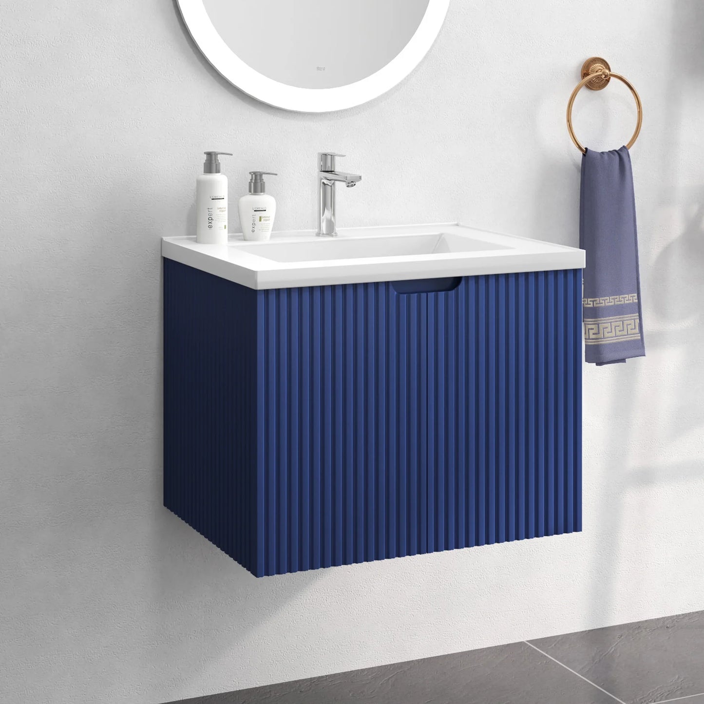 IMKHK Floating Wall Mounted Bathroom Vanity, 24" Modern Single Bathroom Vanity and Sink Combo for Home, Bathroom Storage Cabinet with Undermount Ceramic Sink and Soft Close Doors, White