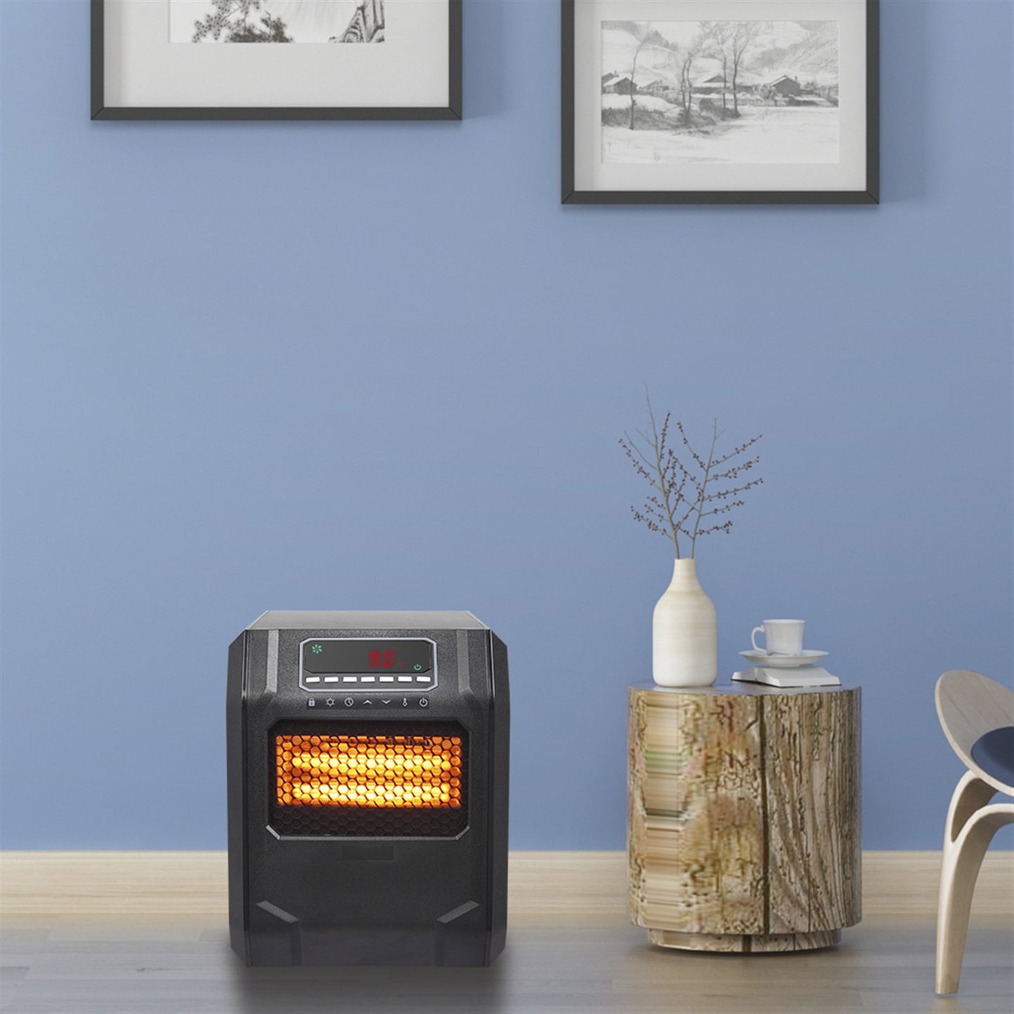 IMKHK 150 sq ft Infrared Quartz Electric Fireplace, Freestanding 1500W Electric Fireplace Heater Stove with Timer and Overheat Protection, Electric Heater with ETL Certified for Home Bedroom Office