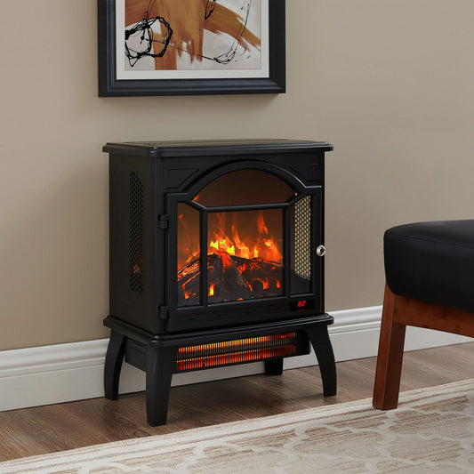 IMKHK 22" Electric Fireplace Freestanding, 3D Realistic Flame, Indoor Electric Fireplace Heater Stove with Remote, Timer and Overheating Safety Protection for Home Bedroom Office, Black