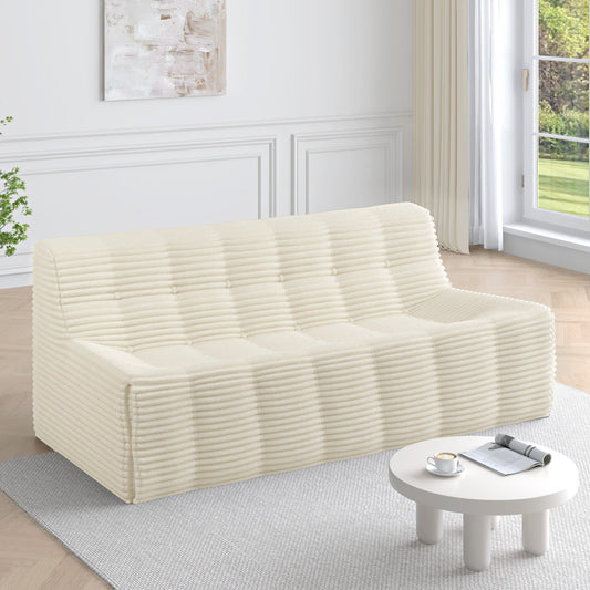 IMKHK 75" Compression Sofa, Modern Full Sponge Deep Seat Corduroy Sofa, 3-Seat Upholstered Sofa Couch Furniture for Small Space Living Room Bedroom, Minimalist Style, No Assembly Required, Green
