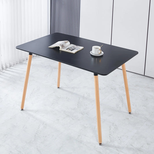 IMKHK Dining Table for 4-6, Modern Rectangle Kitchen Table with Metal Legs for Small Places, 45" Dining Room Table Office Table for Dining Room Kitchen Restaurant Office, Easy Assembly, Black