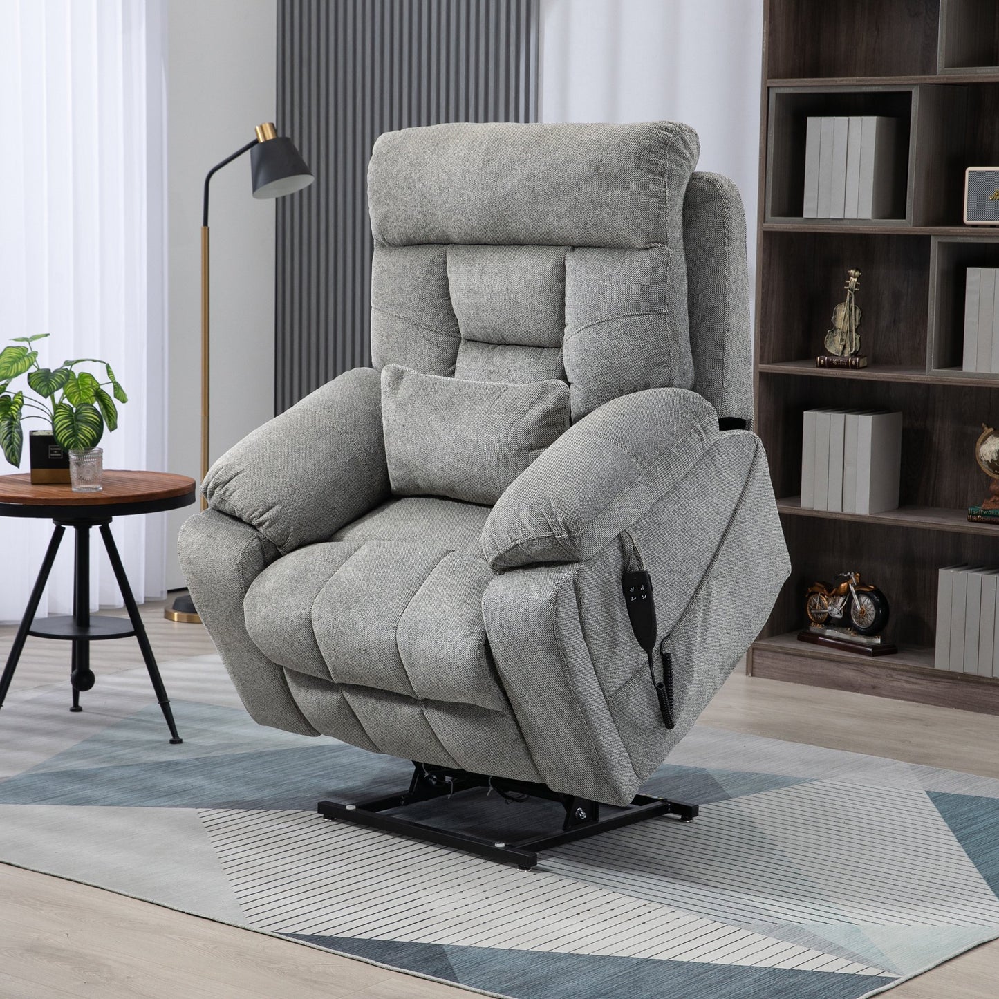 IMKHK Electric Lift Recliner Chair Oversized with Heating and Massage, Ergonomic Lounge Recliner, Tilt to 180°, Heavy Duty Power Lift Recliner with Side Pocket, Cup Holder and 2 Remotes, Dark Brown