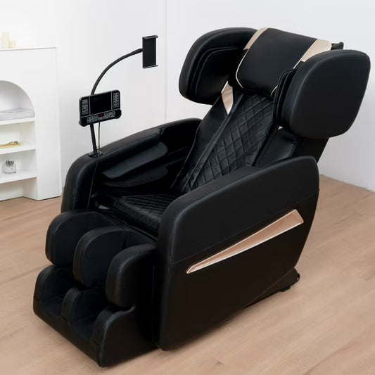 IMKHK Full Body Massage Chair with Zero Gravity Mode, Shiatsu 4D Recliner with Heating, 6 Massage Rollers, Air Bags, Bluetooth, LED Lights and Portable Stand for Living Room Bedroom, Black
