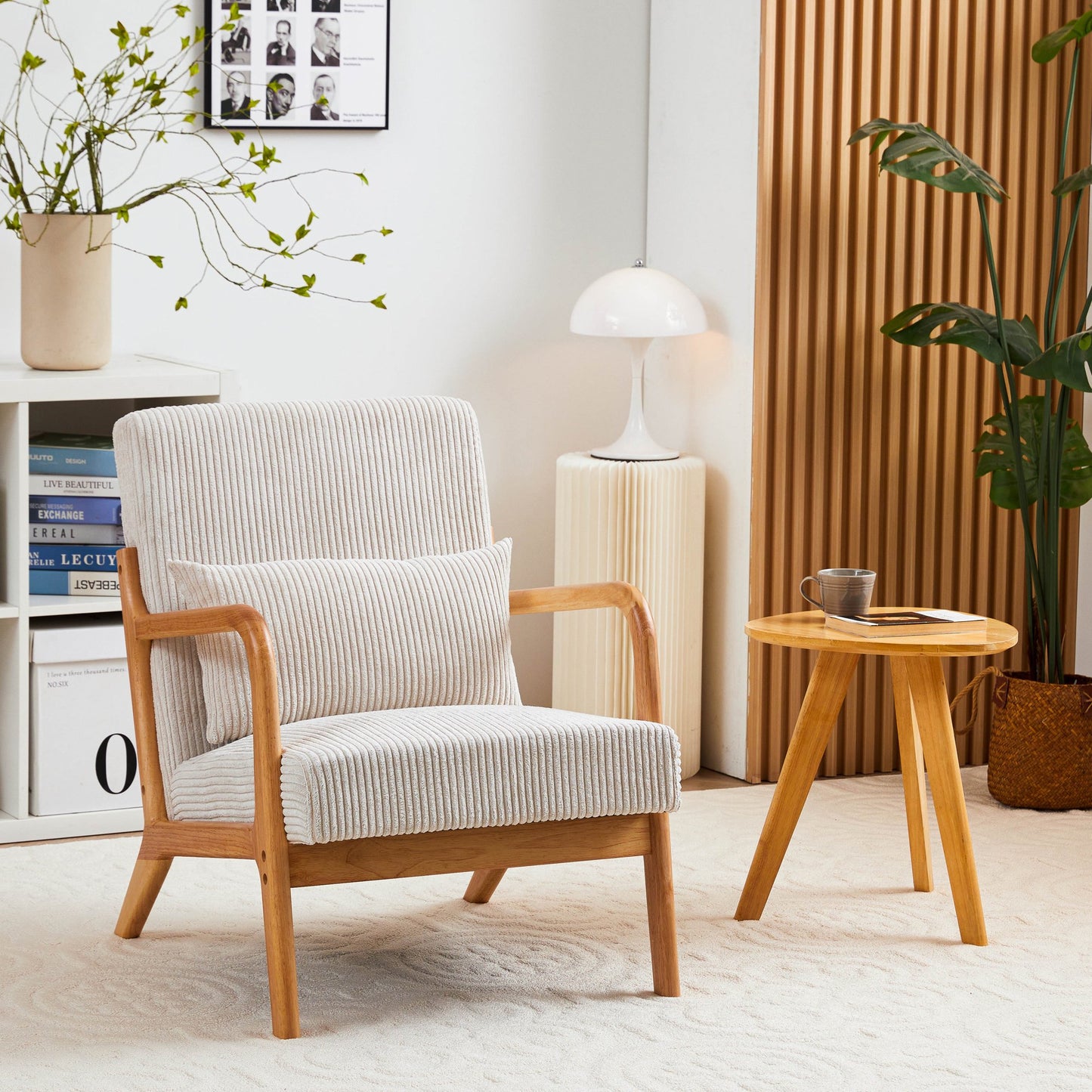 IMKHK Modern Accent Chair, Fabric Upholstered Armchair with Pillow and Solid Wood Frame, Comfort Single Lounge Chair, Leisure Chair Reception Chair for Living Room Bedroom Reading Room, Dark Gray