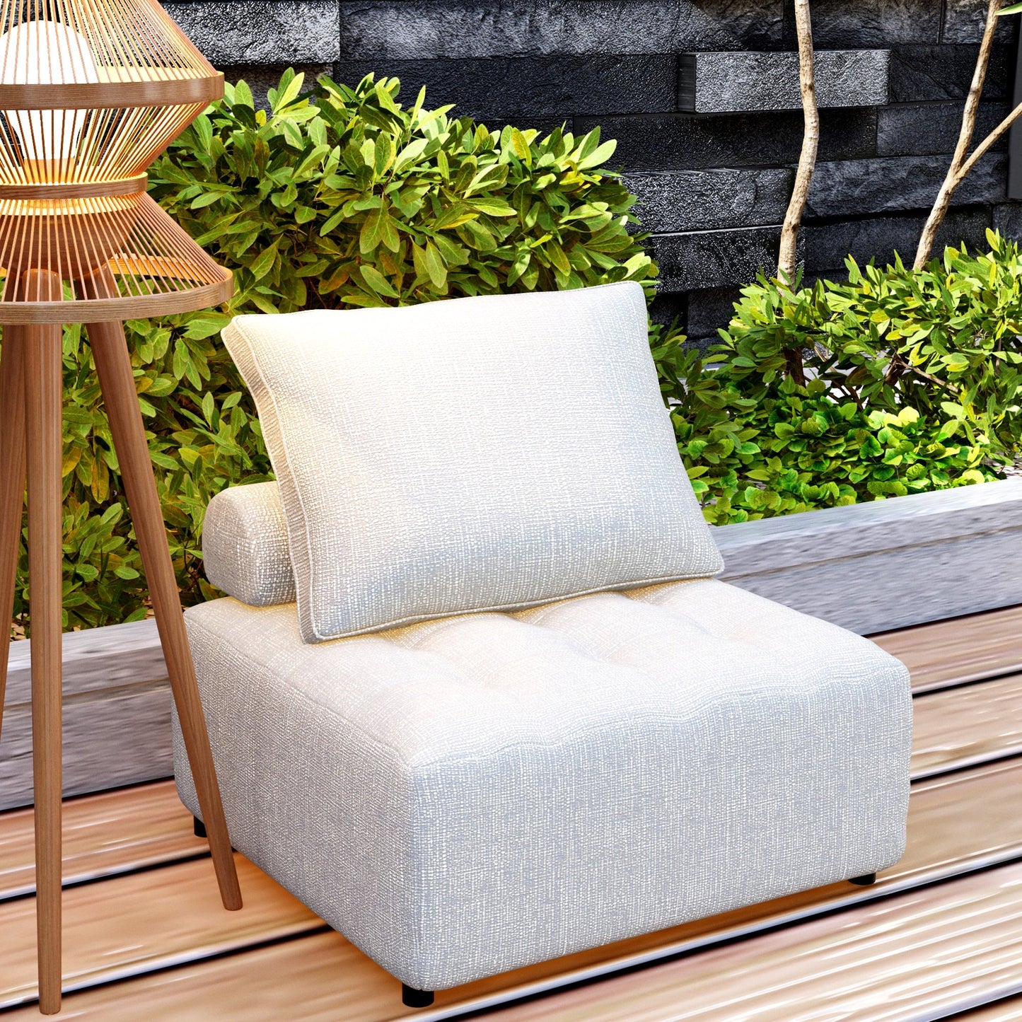 IMKHK Outdoor Modular Sofa, Patio Sectional Furniture Sofa with Metal Structure, Support and Back Cushion, Patio Furniture Sets with Waterproof Sofa Cover for Backyard Balcony, 2PC Light Brown