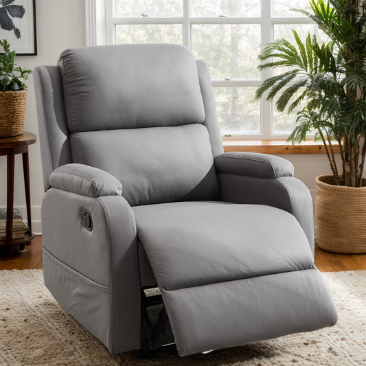 IMKHK Manual Recliner Chair with Side Pockets for Adults, Ergonomic Lounge Chair for Bedroom Home Theater, Heavy Duty Reclining Chair, Modern Single Sofa with Side Button, Gray